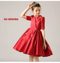 Tailored girl formal dress red