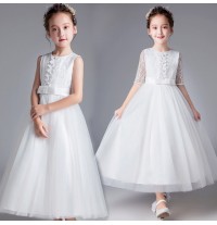 Robe blanc de cérémonie fille-demoiselle 2 variantes