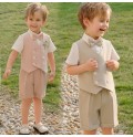 Completo cerimonia estivo bambino 4 pezzi beige rosa partire da 80cm