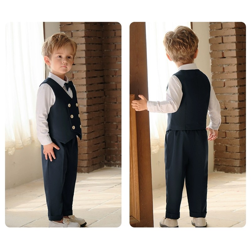 Ensemble Vêtement Formel Bébé Garçon - Combinaison Avec Nœud Papillon, Pantalon Et Chapeau Pour Mariage, Baptême Ou Fête