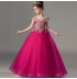 Vestito cerimonia ricamato per bimba ragazza fucsia