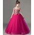 Vestito cerimonia ricamato per bimba ragazza fucsia
