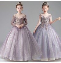 Robe lilas de cérémonie fille-demoiselle d'honneur 2 variantes