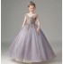 Robe brodée de cérémonie fille-demoiselle d'honneur lilas