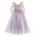 Robe brodée de cérémonie fille-demoiselle d'honneur lilas