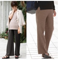 Wide leg maternity cotton trousers with adjustable length