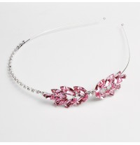 Pink leaves girl beaded headband