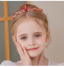 Headband with red flowers and leaves