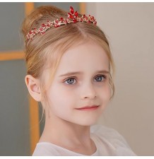 Headband with red flowers and leaves