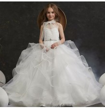 Vestito cerimonia bambina ragazza bianco o avorio su misura