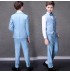 Blue with white stripes formal suit for boy 5 pcs set