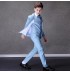 Blue with white stripes formal suit for boy 5 pcs set
