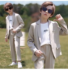 Completo bambino / ragazzo 2 pz 110-160cm Beige Nero Grigio