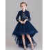 Vestito cerimonia a manica lunga bambina ragazza blu 100-160cm