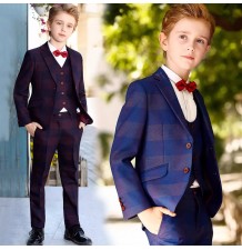 Elegante completo a quadri per bambino ragazzo 5 pz 80-170cm