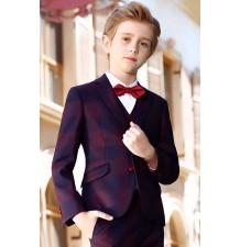 Elegante completo a quadri per bambino ragazzo 5 pz 80-170cm