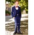 Boy formal suit 5 pcs 80-170cm blu plaid scarlet plaid