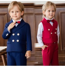 Ensemble de cérémonie pour enfant garçon 5 pièces bleu rouge
