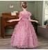 Flower girl formal dress embroidered with flowers customized