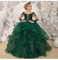Vestito cerimonia bambina in verde su misura