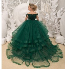 Vestito cerimonia bambina verde su misura