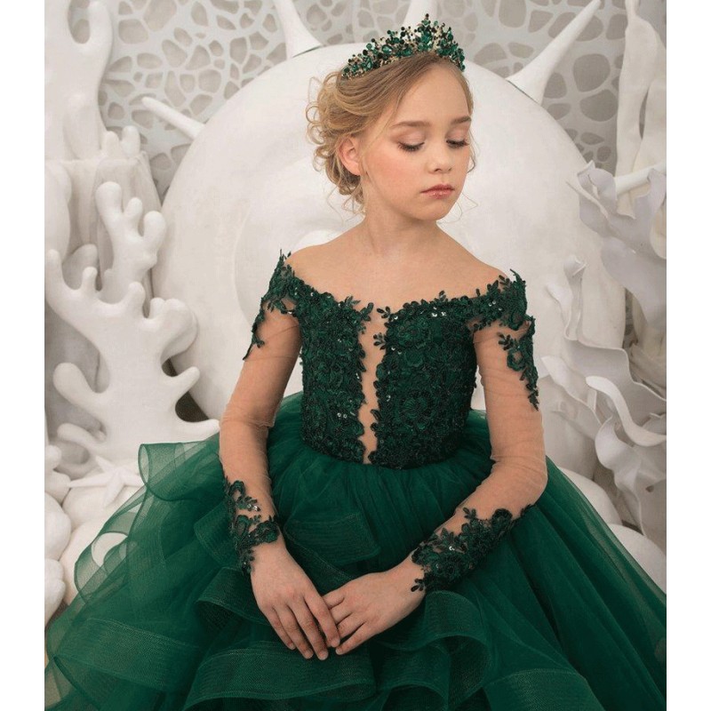 Tailor Made Flower Girl Dress Dark Green