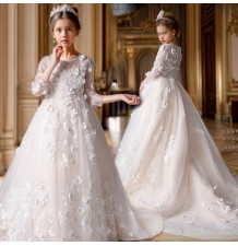 Robe longue ivoire de communion de cérémonie 2 variantes