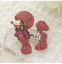 Pink poodle brooch
