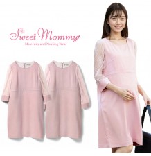 Lace sleeves maternity and nursing formal dress