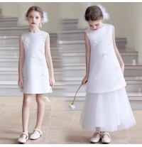 Robe élégante 2 pièces avec robe courte et jupe blanc / rouge