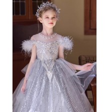 Abito lungo cerimonia bambina ragazza damigella