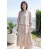 Pink loose-fitting maternity formal dress with 3/4 sleeves