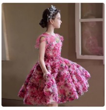 Vestito cerimonia ricamato con fiori per bambina ragazza