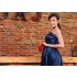 Chambray Maternity Nursing Formal Dress with Petticoat 