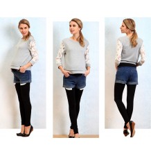 Maternity denim shorts with bamboo leggings