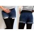 Short de grossesse en jean avec leggings en bambou integrés
