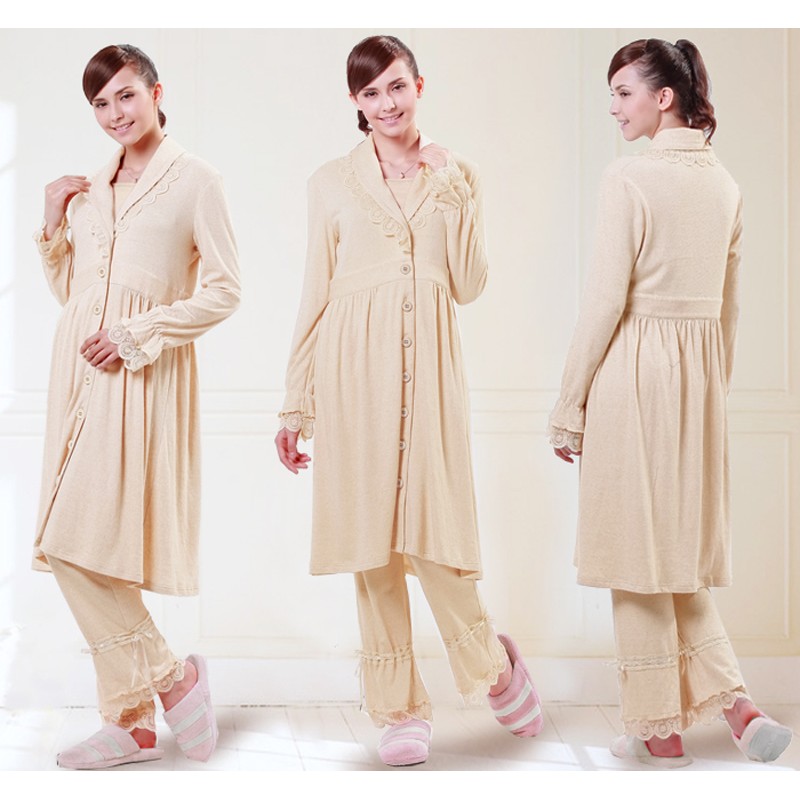 Pyjama d'Hiver de Grossesse et Allaitement en Coton Bio