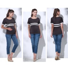 Striped maternity and nursing tee