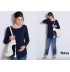 Cotton round neck and long sleeve nursing top 