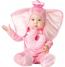 Costume Carnevale Elefante Rosa per Bimba Incharacter 0-24 mesi