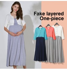 Vestito Maxi Finto Completo Premaman Allattamento 