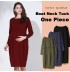 Maternity and nursing long sleeve dress with boat neck