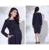 Maternity and nursing long sleeve dress with boat neck