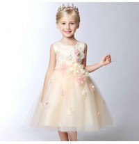 Robe couleur champagne de cérémonie fille-demoiselle d'honneur 90-160cm