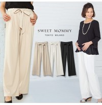 Pantalon de maternité avec élastique et ceinture à la taille