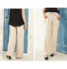 Maternity trousers with elastic and belt at waist