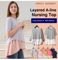 Maternity and nursing long/half sleeve and double layer top