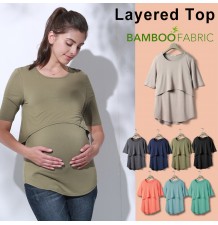 Top premaman e allattamento in tessuto di bambù 