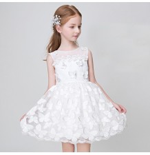 Flower girl formal dress white colour with butterflies 90-150cm