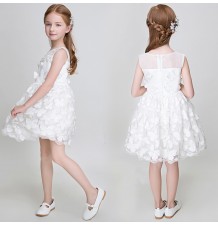 Robe de Cérémonie Fille Demoiselle d'honneur blanche + papillons 90-150cm